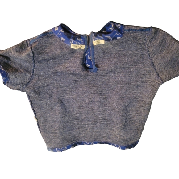 ETIENNE DE PARIS Vintage Floral Wool CropTop Made in France - Picture 6 of 9